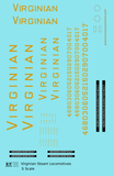 Virginian Steam Locomotive Dulux Gold  - Decal - Choose Scale