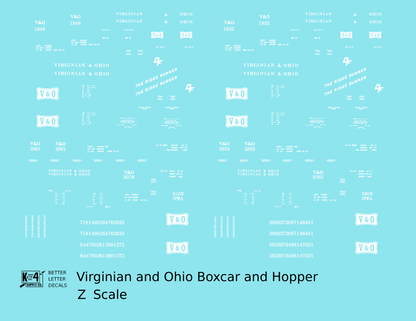 Virginian and Ohio Boxcar and Hopper White V&O