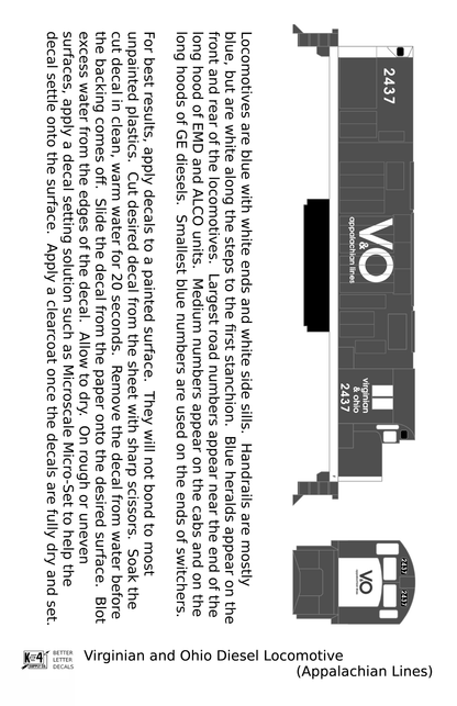 Virginian and Ohio Diesel Locomotive White and Blue Appalachian Lines