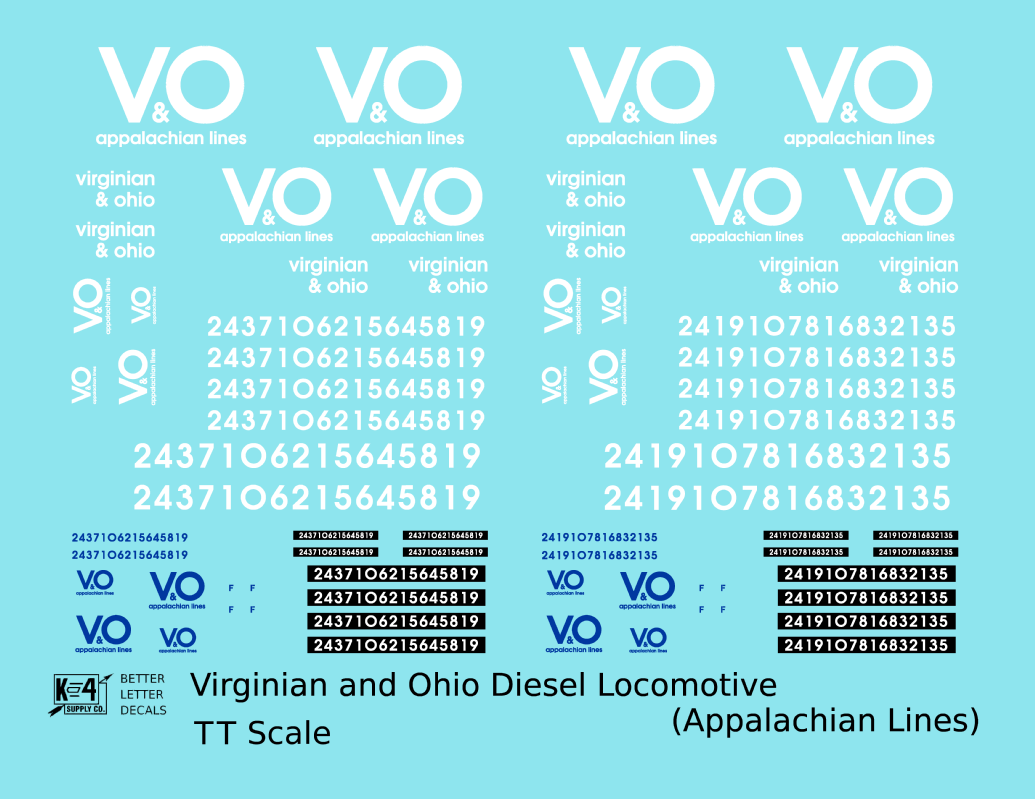 Virginian and Ohio Diesel Locomotive White and Blue Appalachian Lines