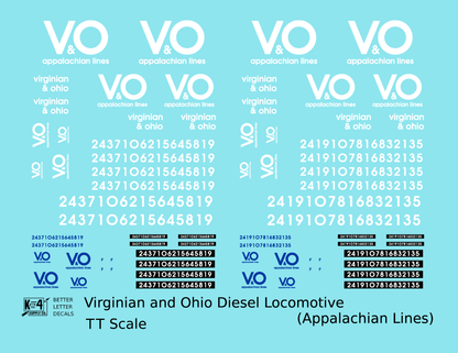 Virginian and Ohio Diesel Locomotive White and Blue Appalachian Lines