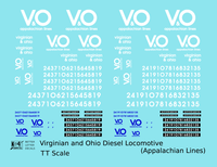 Virginian and Ohio Diesel Locomotive White and Blue Appalachian Lines - Decal - Choose Scale