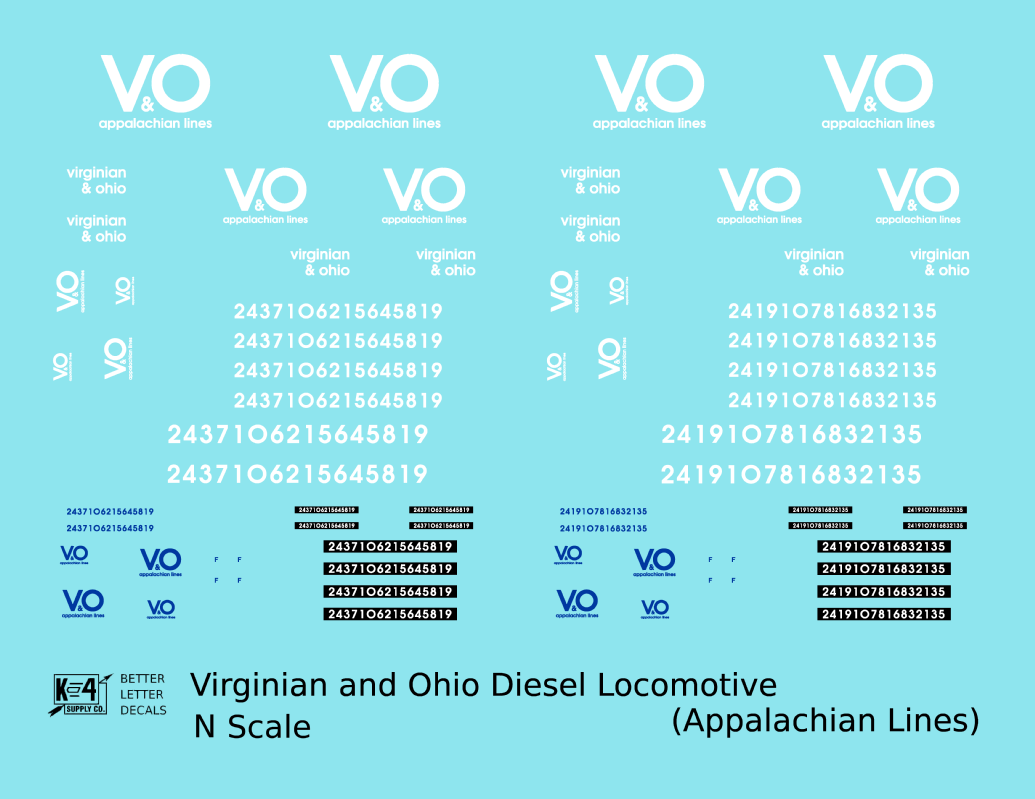 Virginian and Ohio Diesel Locomotive White and Blue Appalachian Lines