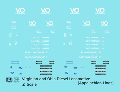 Virginian and Ohio Diesel Locomotive White and Blue Appalachian Lines