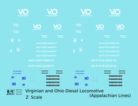 Virginian and Ohio Diesel Locomotive White and Blue Appalachian Lines - Decal - Choose Scale