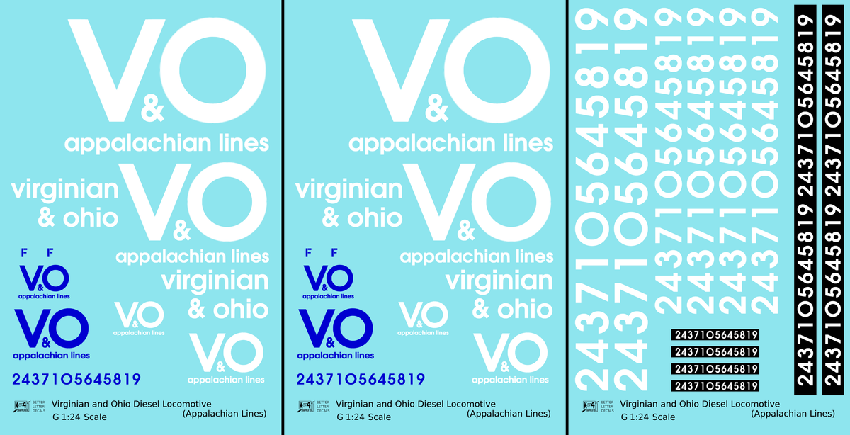 Virginian and Ohio Diesel Locomotive White and Blue Appalachian Lines