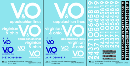 Virginian and Ohio Diesel Locomotive White and Blue Appalachian Lines