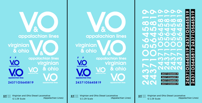 Virginian and Ohio Diesel Locomotive White and Blue Appalachian Lines