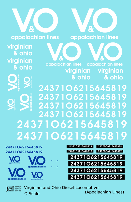 Virginian and Ohio Diesel Locomotive White and Blue Appalachian Lines