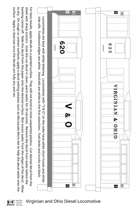 Virginian and Ohio Diesel Locomotive White and Blue Early Schemes