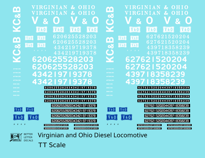 Virginian and Ohio Diesel Locomotive White and Blue Early Schemes