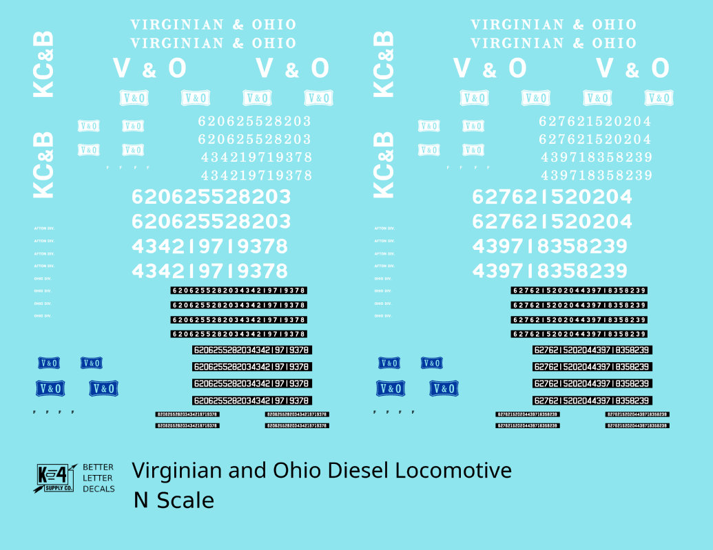 Virginian and Ohio Diesel Locomotive White and Blue Early Schemes