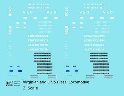 Virginian and Ohio Diesel Locomotive White and Blue Early Schemes