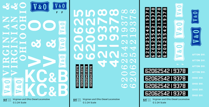 Virginian and Ohio Diesel Locomotive White and Blue Early Schemes