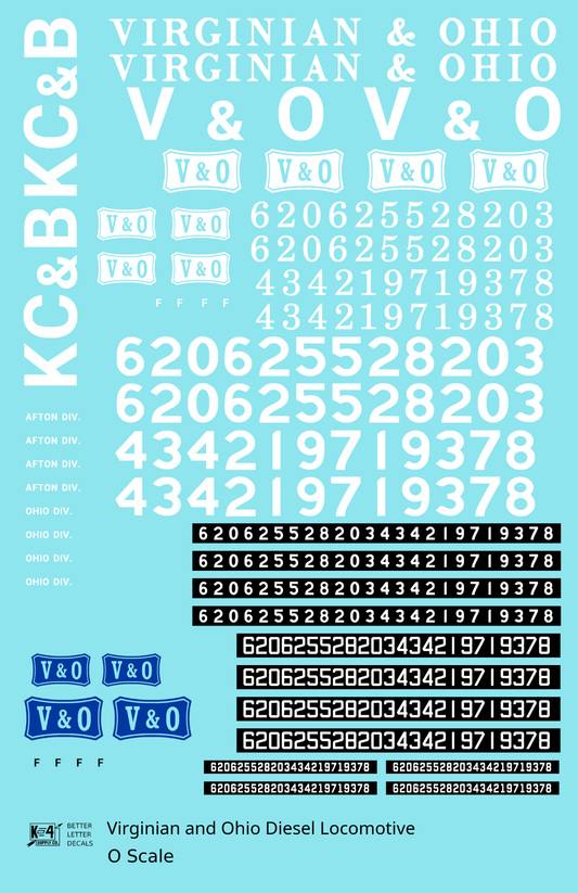 Virginian and Ohio Diesel Locomotive White and Blue Early Schemes