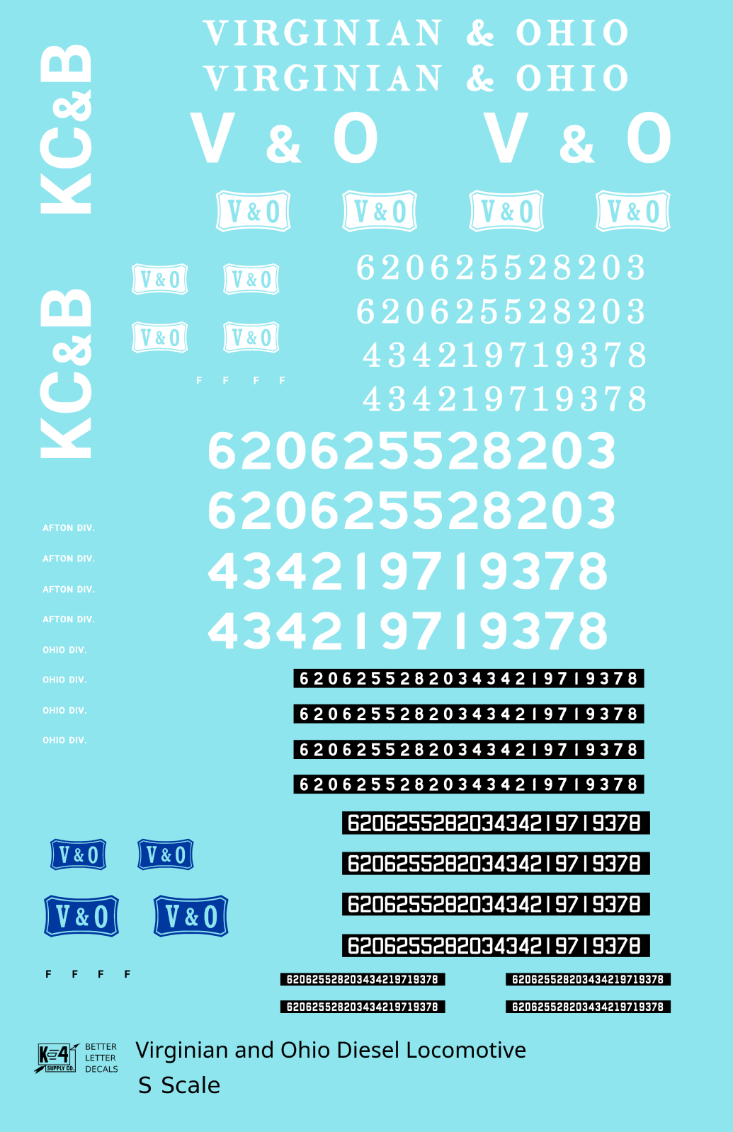 Virginian and Ohio Diesel Locomotive White and Blue Early Schemes