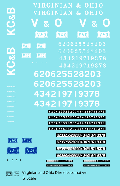 Virginian and Ohio Diesel Locomotive White and Blue Early Schemes