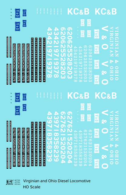 Virginian and Ohio Diesel Locomotive White and Blue Early Schemes