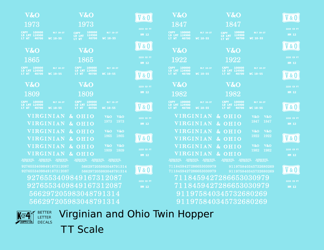 Virginian and Ohio Twin Hopper White V&O