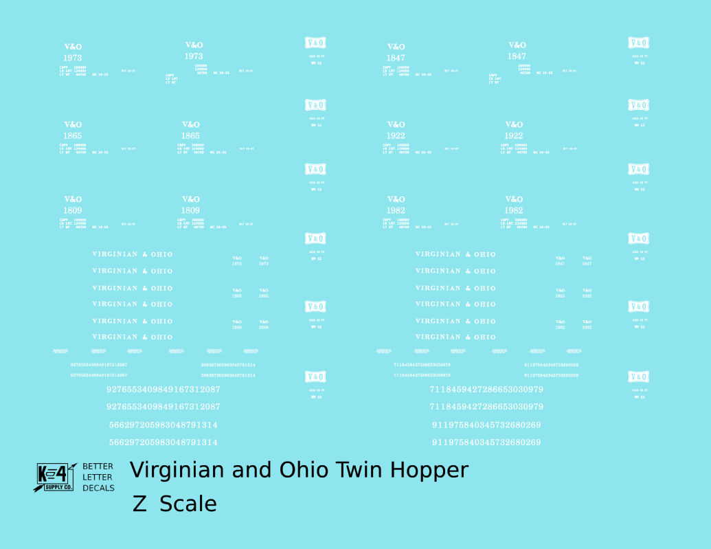 Virginian and Ohio Twin Hopper White V&O