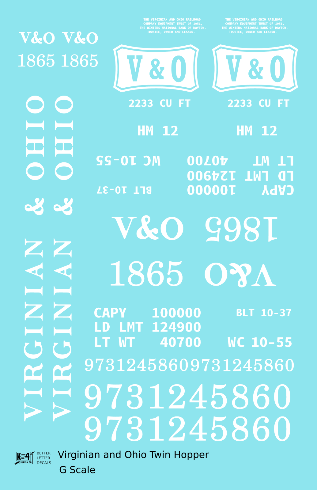 Virginian and Ohio Twin Hopper White V&O