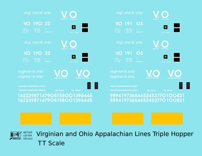 Virginian and Ohio Three Bay Hopper White V&O Appalachian Lines
