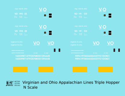 Virginian and Ohio Three Bay Hopper White V&O Appalachian Lines