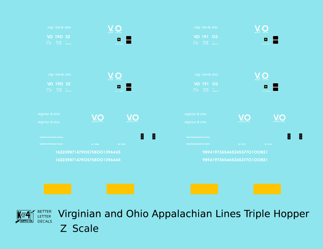 Virginian and Ohio Three Bay Hopper White V&O Appalachian Lines
