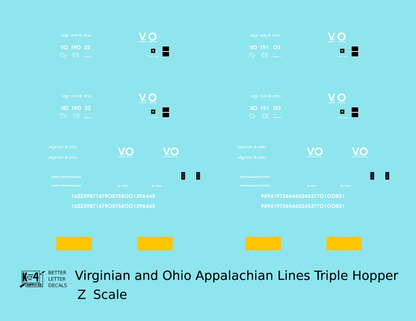 Virginian and Ohio Three Bay Hopper White V&O Appalachian Lines
