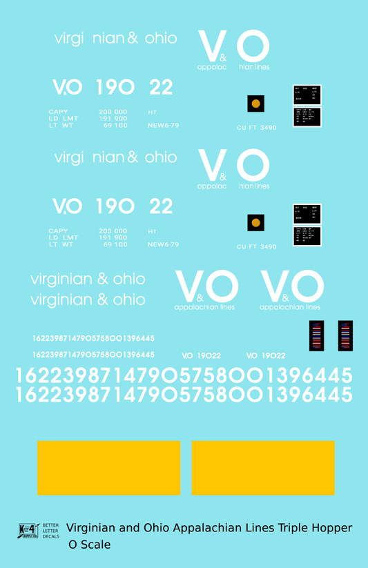Virginian and Ohio Three Bay Hopper White V&O Appalachian Lines
