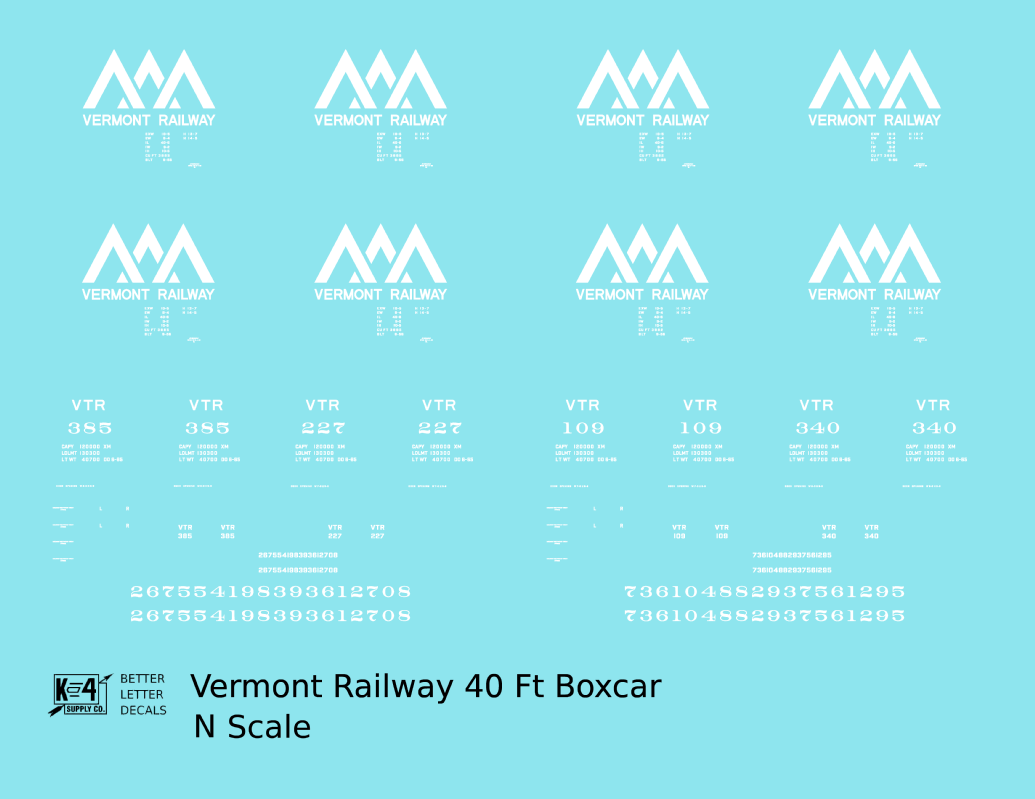 Vermont Railway 40 Ft Boxcar White