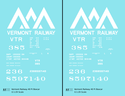 Vermont Railway 40 Ft Boxcar White