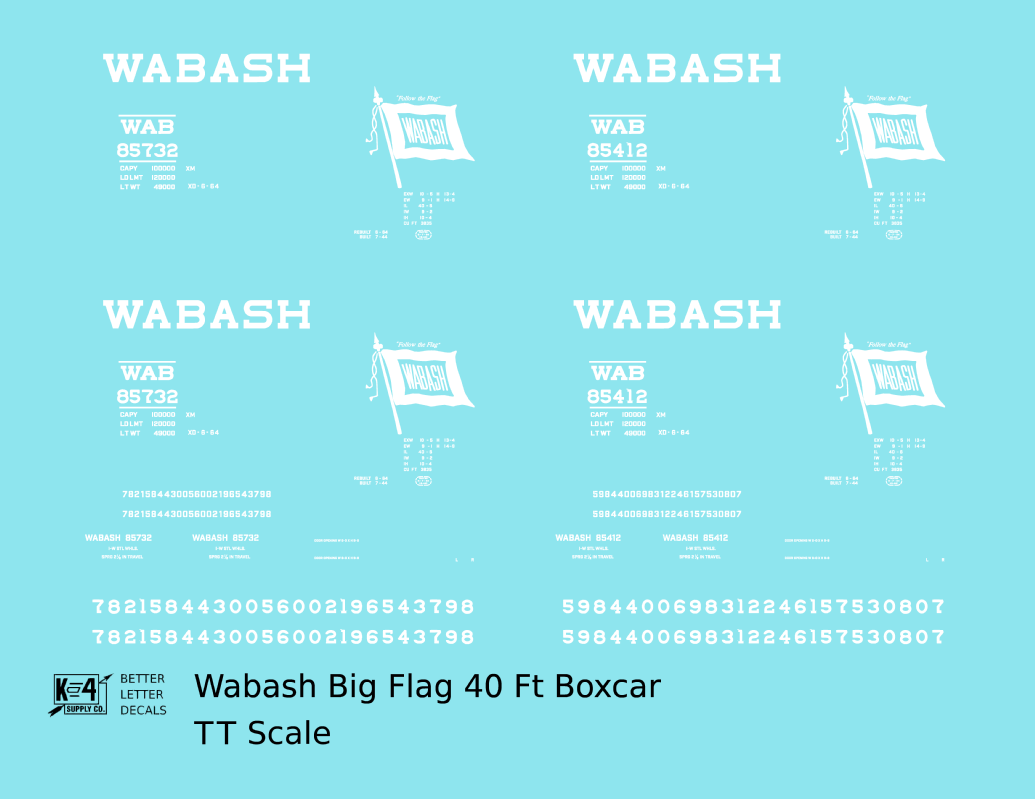 Wabash Railroad 40 Ft Boxcar White Big Flag