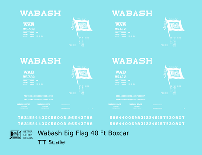 Wabash Railroad 40 Ft Boxcar White Big Flag