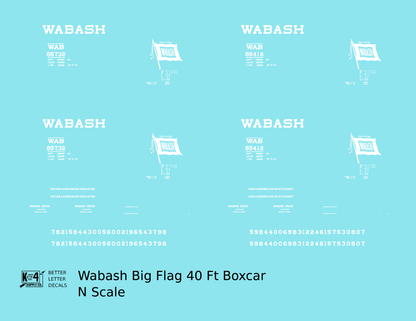 Wabash Railroad 40 Ft Boxcar White Big Flag