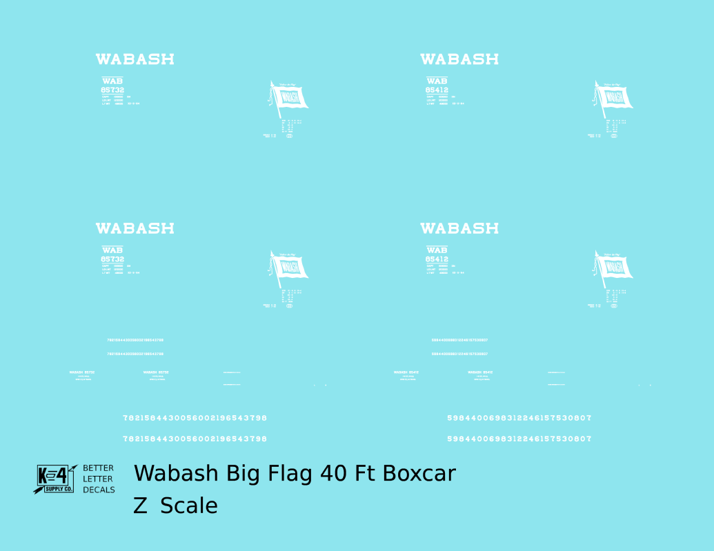 Wabash Railroad 40 Ft Boxcar White Big Flag