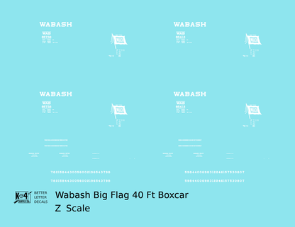 Wabash Railroad 40 Ft Boxcar White Big Flag