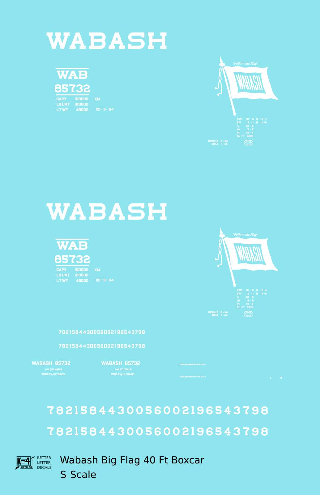 Wabash Railroad 40 Ft Boxcar White Big Flag