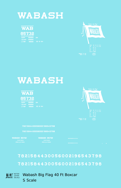 Wabash Railroad 40 Ft Boxcar White Big Flag