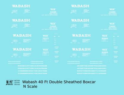 Wabash Railroad 40 Ft Double Sheathed Boxcars White 1920s Era