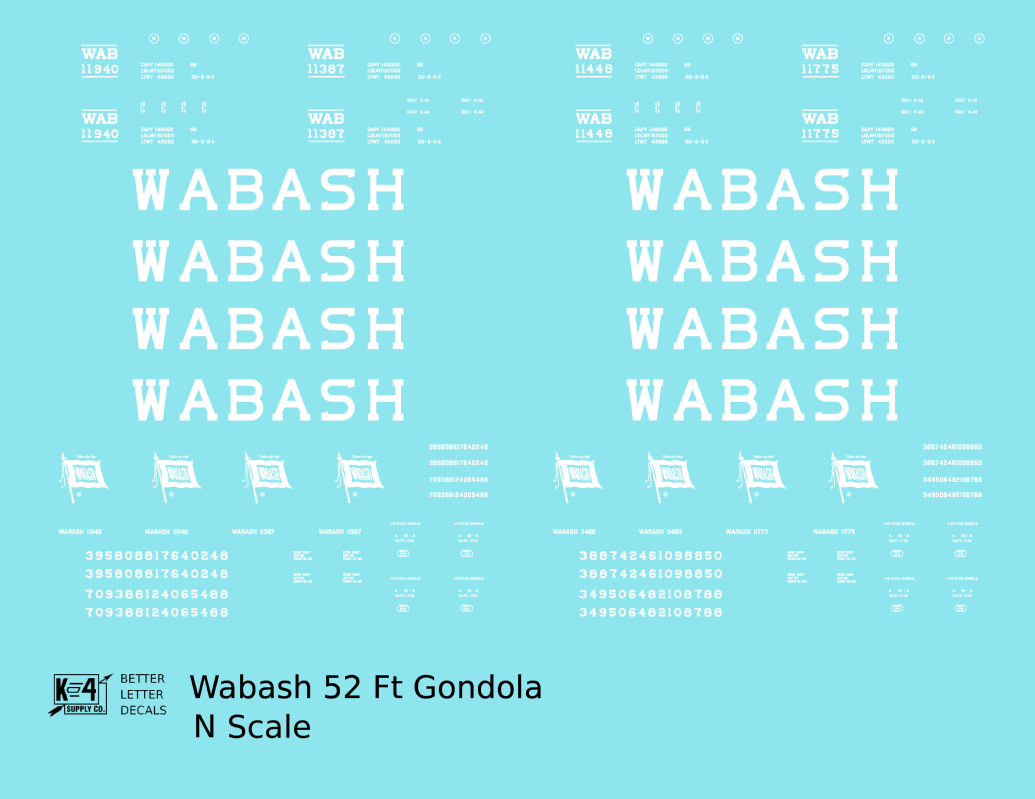 Wabash Railroad 52 Ft Gondola White