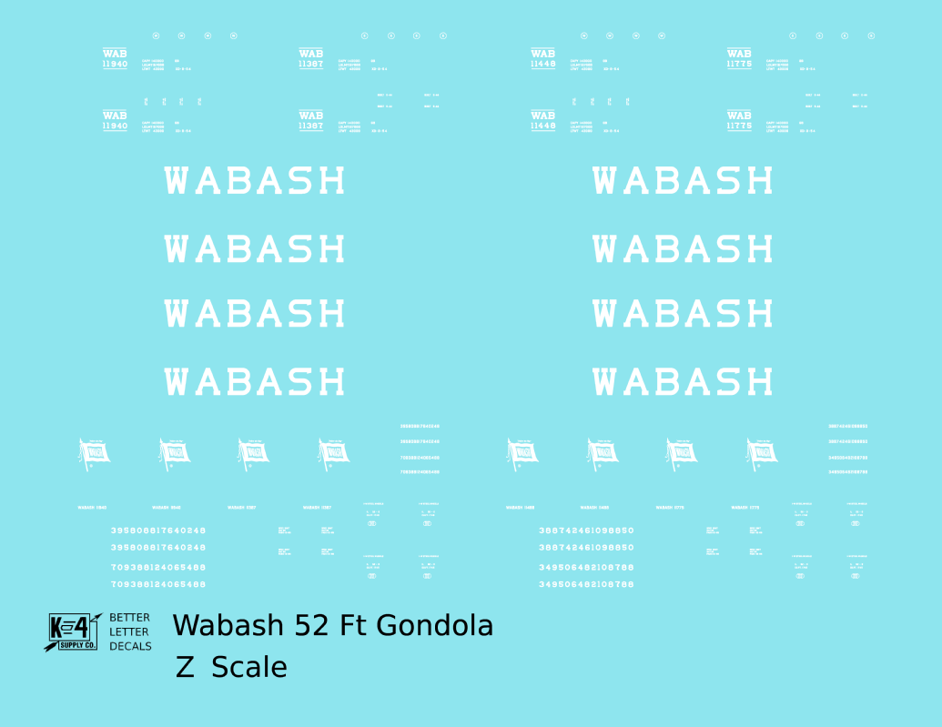 Wabash Railroad 52 Ft Gondola White