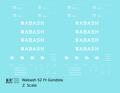 Wabash Railroad 52 Ft Gondola White