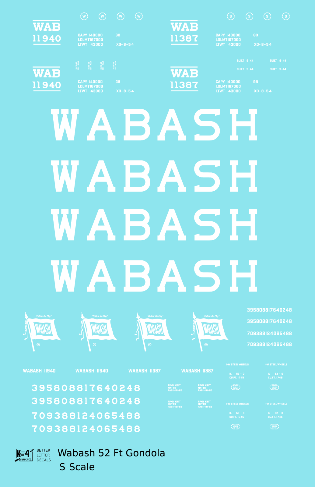 Wabash Railroad 52 Ft Gondola White