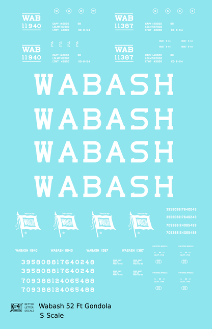 Wabash Railroad 52 Ft Gondola White