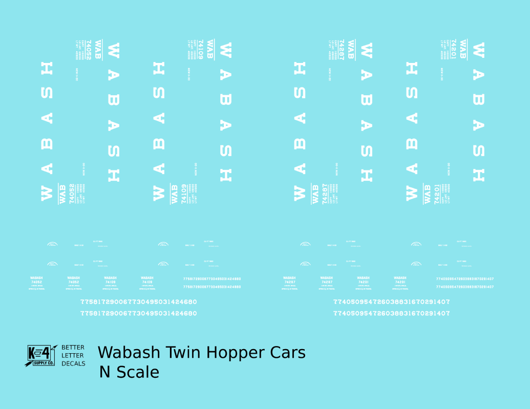 Wabash Railroad Ribbed Twin Hopper White