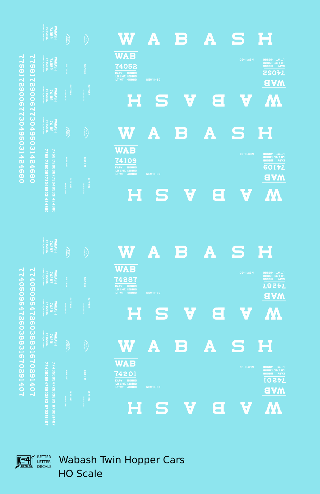 Wabash Railroad Ribbed Twin Hopper White
