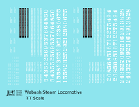 Wabash Railroad Steam Locomotive White  - Decal - Choose Scale