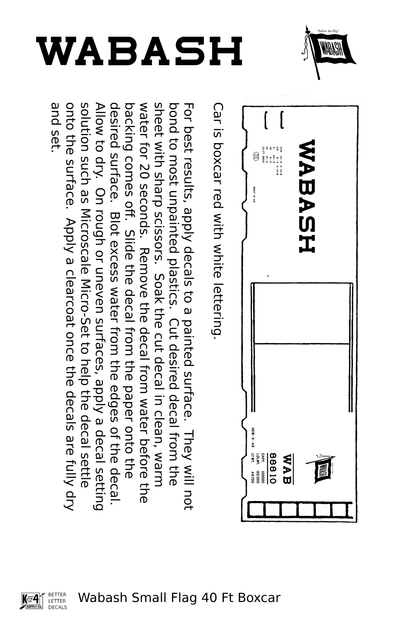 Wabash Railroad 40 Ft Boxcar White Small Flag