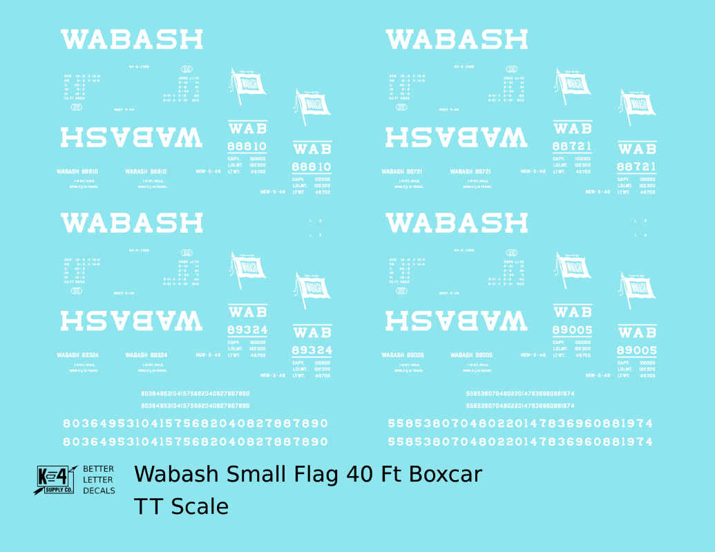 Wabash Railroad 40 Ft Boxcar White Small Flag
